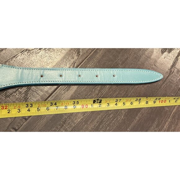 RARE Nacona Leather Belt Size 36 G412 Turquoise Blue Burgundy Atzec Western - Picture 9 of 10